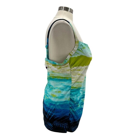NEW Cacique Womens 38DD Tankini Swim Top Multicolor Ocean Print - Picture 3 of 10